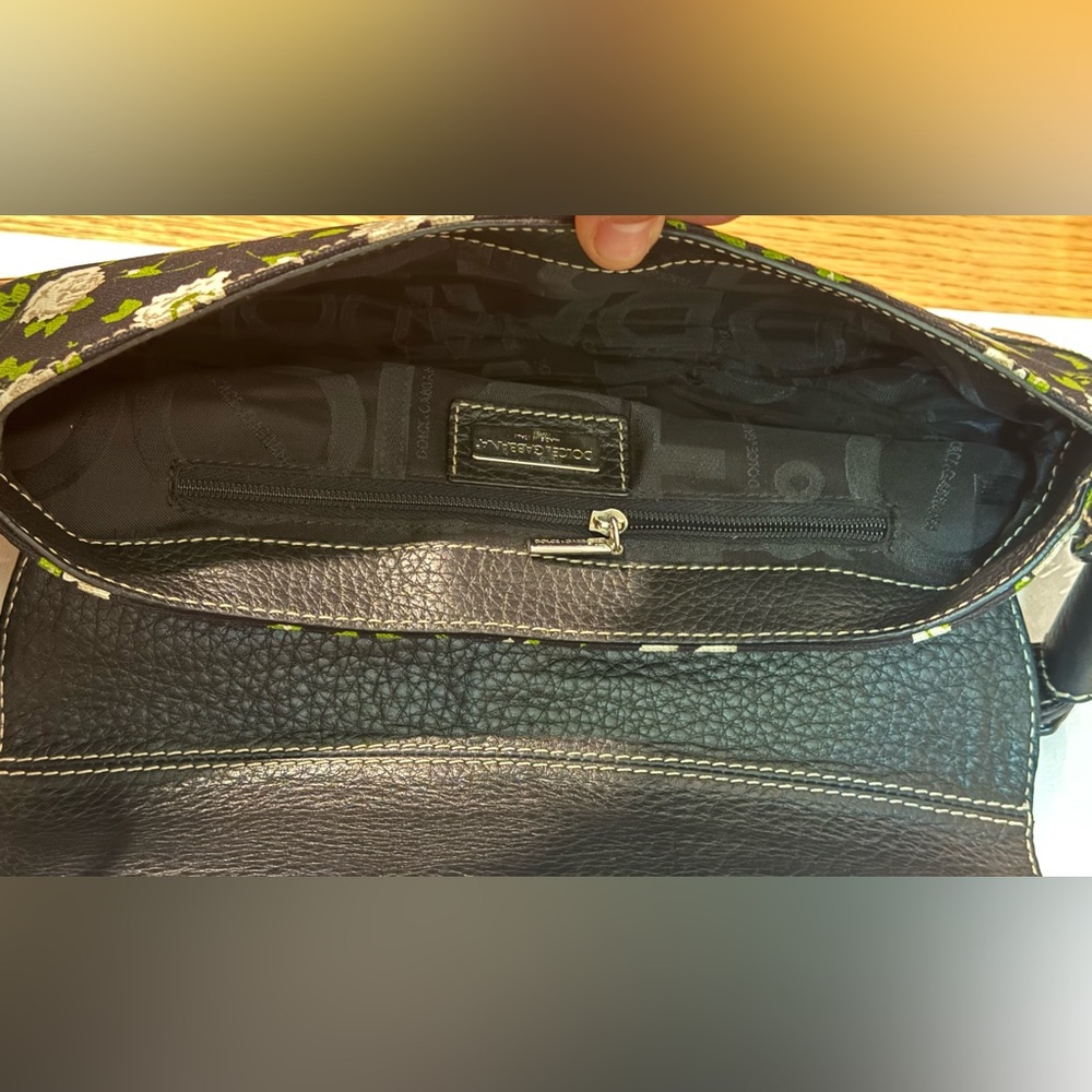 Dolce & Gabbana Floral Canvas & Leather Shoulder Bag Black Multi EUC MSRP $2200 - Picture 11 of 16